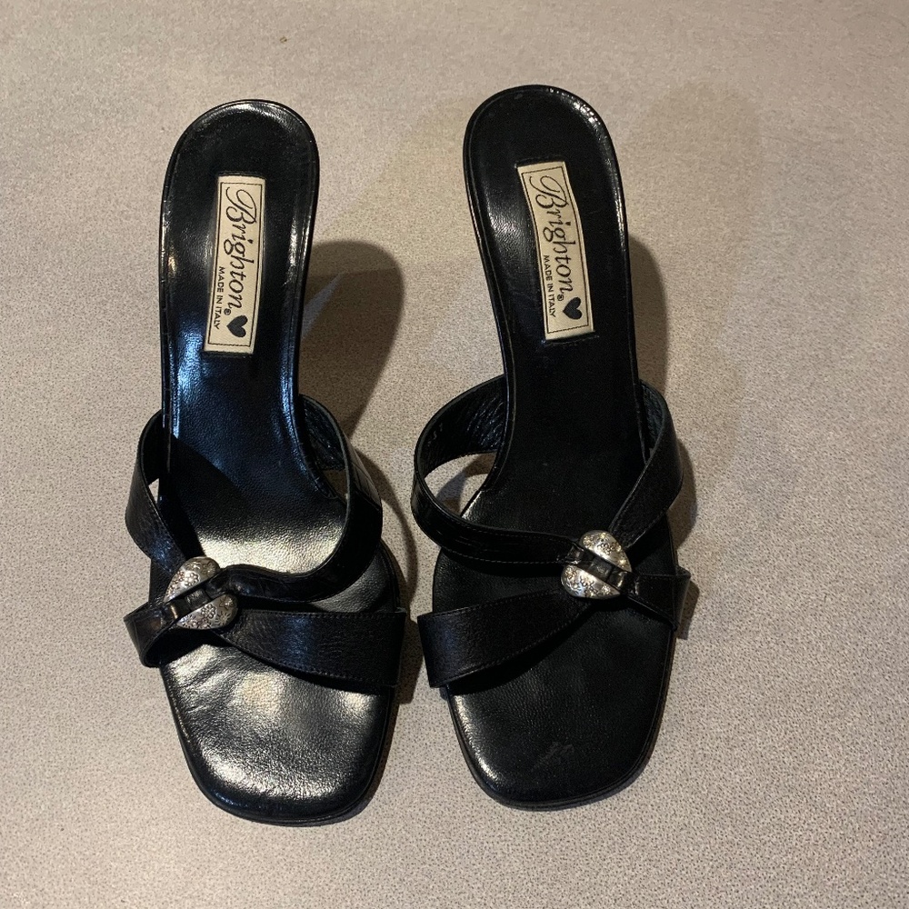 Brighton Black Sandals with Silver Accents